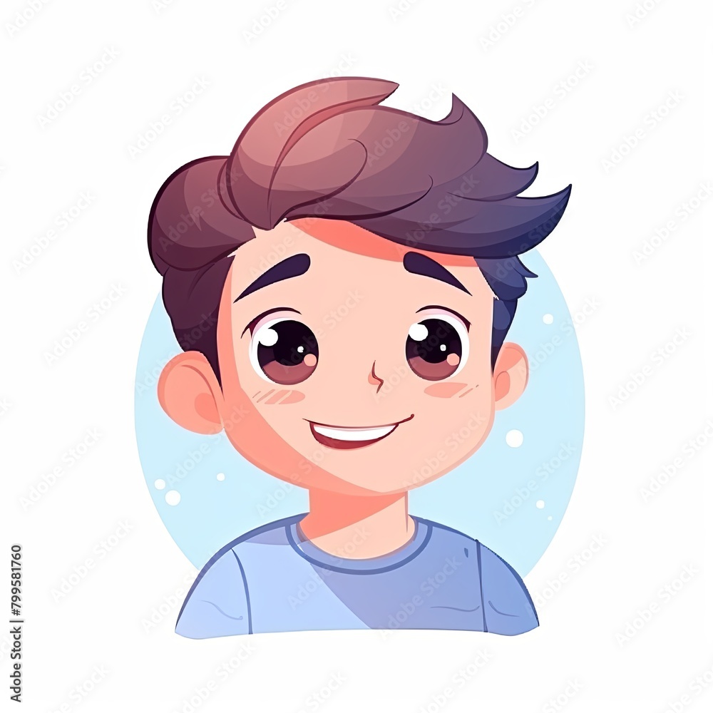flat illustration of cute pleasant boy, friendly character, white background flat illustration of cute pleasant boy, friendly character, white background