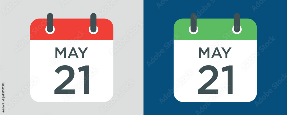 Fototapeta premium calendar - May 21 icon illustration isolated vector sign symbol