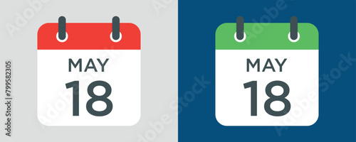 calendar - May 18 icon illustration isolated vector sign symbol