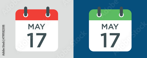 calendar - May 17 icon illustration isolated vector sign symbol