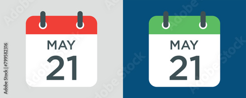 calendar - May 21 icon illustration isolated vector sign symbol
