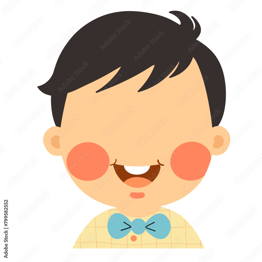 cartoon character with a wide smile, rosy cheeks, and a stylish bow tie cartoon character with a wide smile, rosy cheeks, and a stylish bow tie