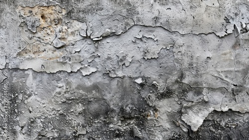 Weathered wall with peeling gray paint