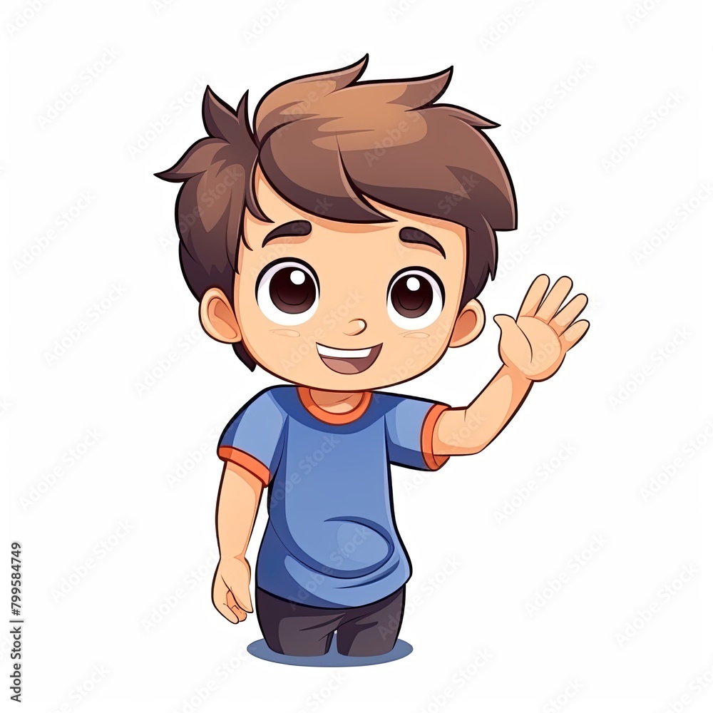 flat illustration of cute pleasant boy, friendly character, white background flat illustration of cute pleasant boy, friendly character, white background