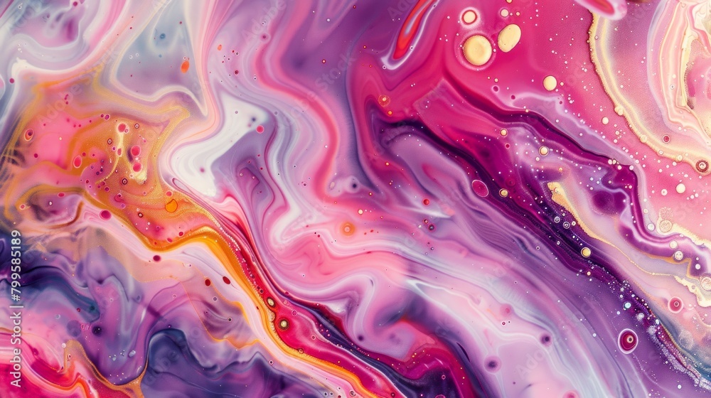 A painting of a purple and gold swirl with red and orange accents A painting of a purple and gold swirl with red and orange accents