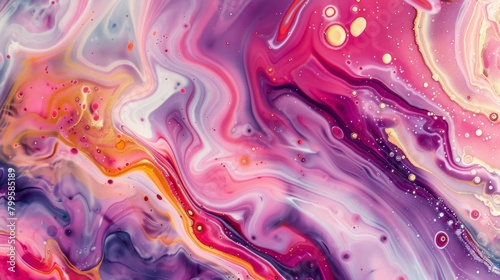 A painting of a purple and gold swirl with red and orange accents