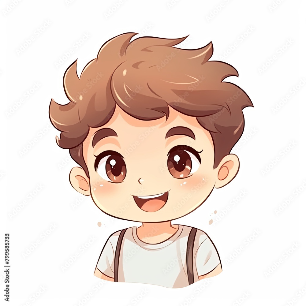 flat illustration of cute pleasant boy, friendly character, white background flat illustration of cute pleasant boy, friendly character, white background