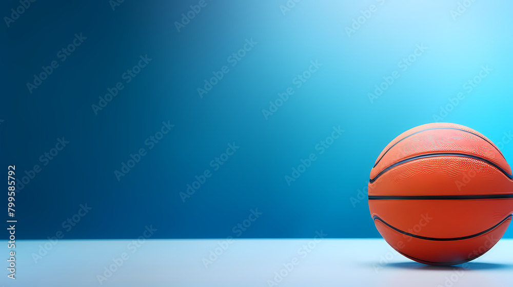 basketball on blue background