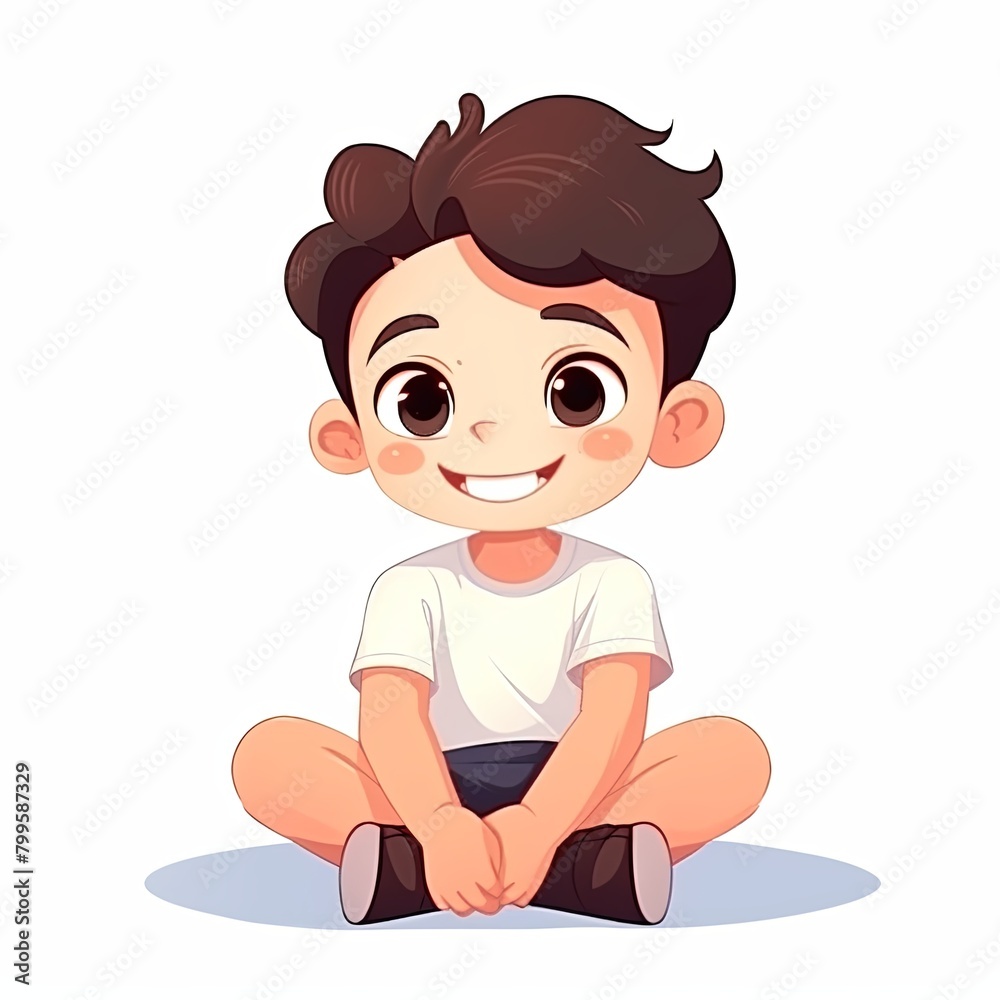 flat illustration of cute pleasant boy, friendly character, white background flat illustration of cute pleasant boy, friendly character, white background