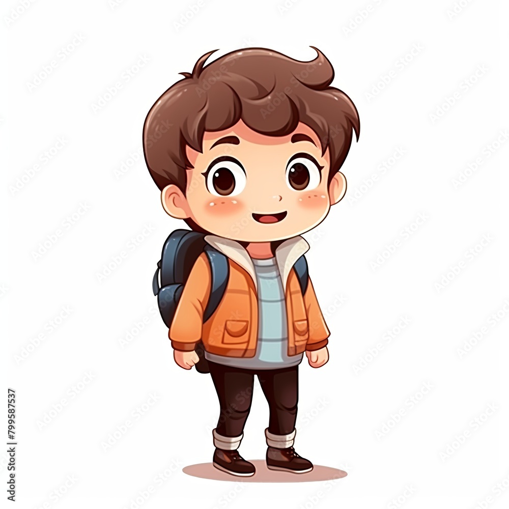 flat illustration of cute pleasant boy, friendly character, white background flat illustration of cute pleasant boy, friendly character, white background