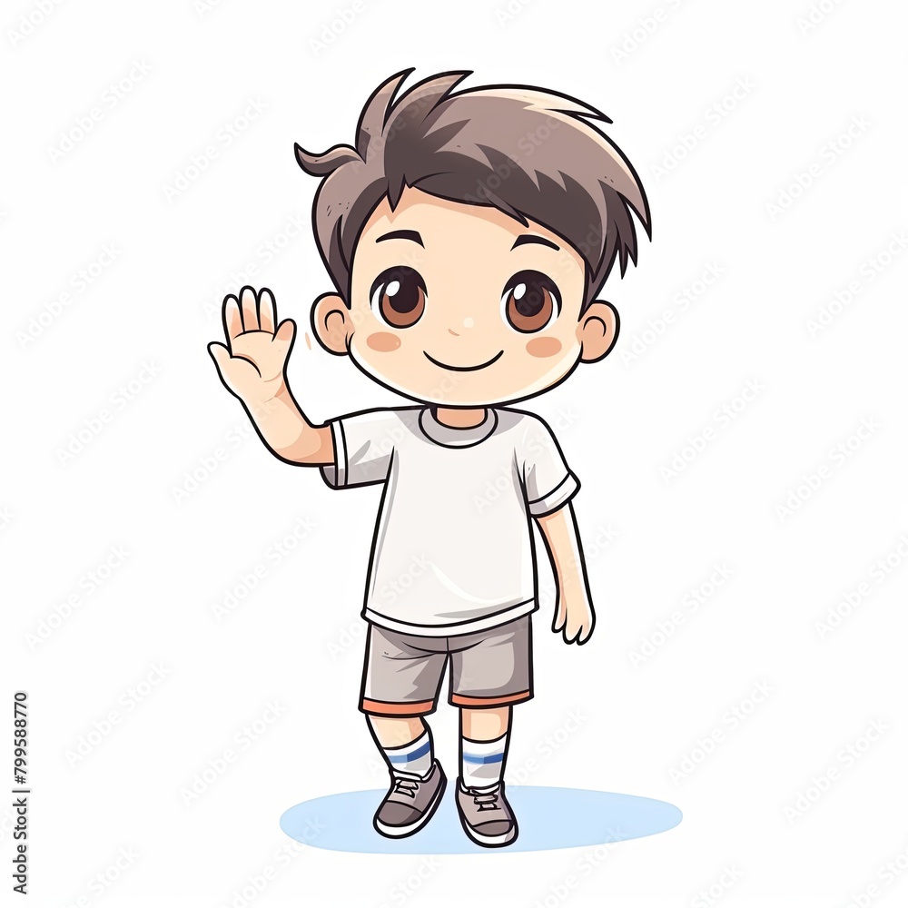 flat illustration of cute pleasant boy, friendly character, white background flat illustration of cute pleasant boy, friendly character, white background