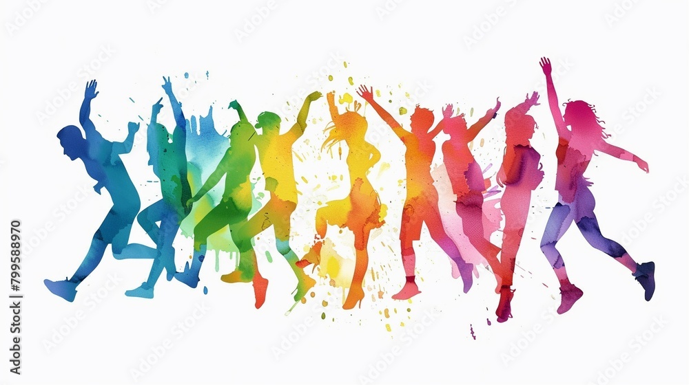 Rainbow people dancing and having fun Rainbow people dancing and having fun