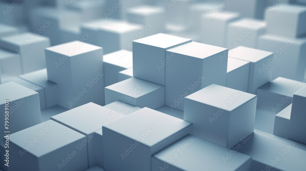 Geometric simplicity with 3D cubes in a sparse layout, ideal for a clean technology or innovation themed background, Geometric simplicity with 3D cubes in a sparse layout, ideal for a clean technology or innovation themed background,