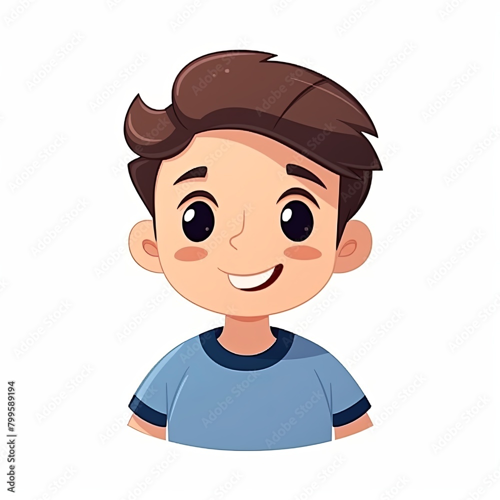 flat illustration of cute pleasant boy, friendly character, white background flat illustration of cute pleasant boy, friendly character, white background