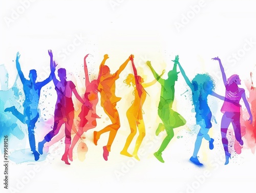 Rainbow people dancing and having fun
