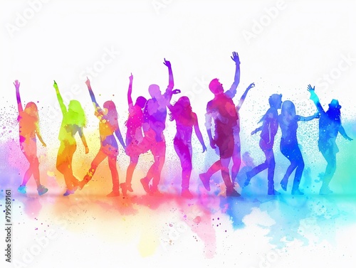 Rainbow people dancing and having fun photo