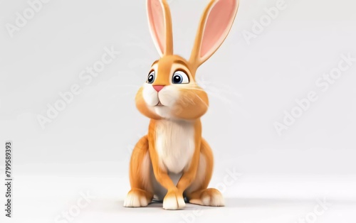 cute fantasy rabbit isolated on white 3d illustration