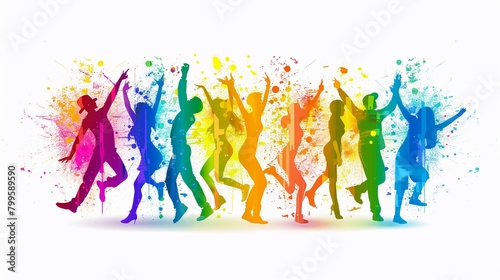 Rainbow people dancing and having fun