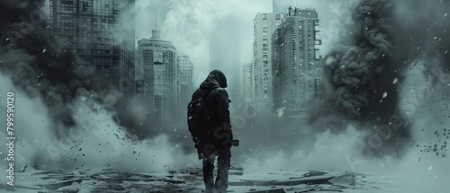 A lone figure walked through deserted cityscapes  a mask shielding their face from the spreading contagion.