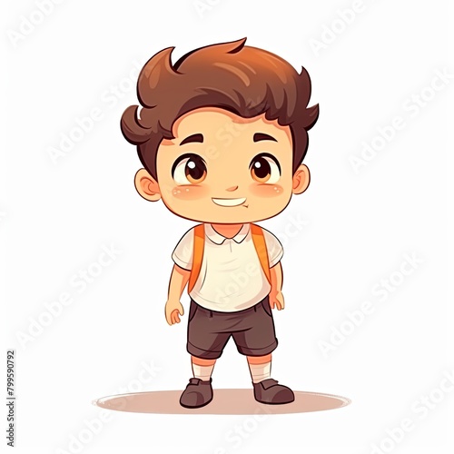 flat illustration of cute pleasant boy, friendly character, white background © Asha.1in