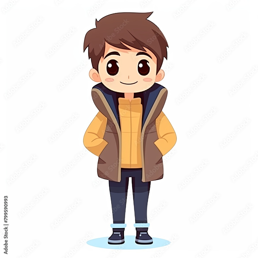 flat illustration of cute pleasant boy, friendly character, white background flat illustration of cute pleasant boy, friendly character, white background