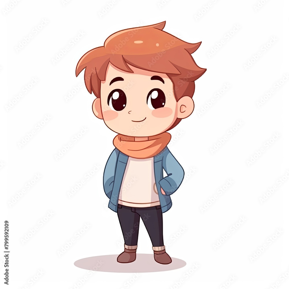 flat illustration of cute pleasant boy, friendly character, white background flat illustration of cute pleasant boy, friendly character, white background