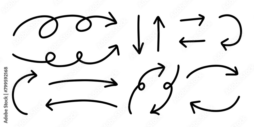 ペンの手書きの矢印セット_黒