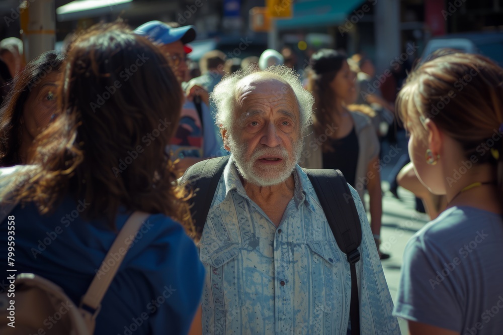 Unidentified people on street in Madrid, Spain