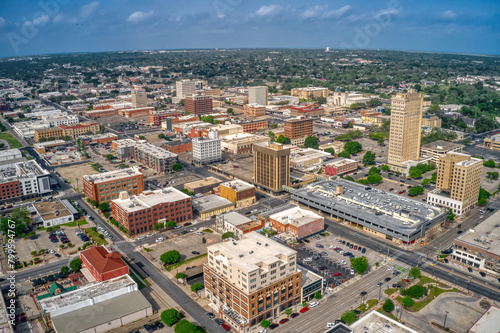 Aerial View of the Waco  Texas Skyline during April