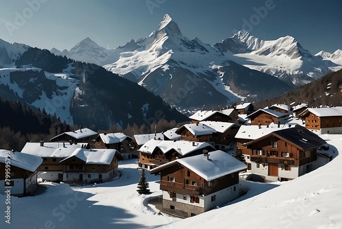 Swiss Alpine village in winter 