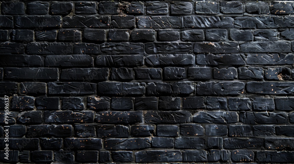 Black brick wall with fire hydrant