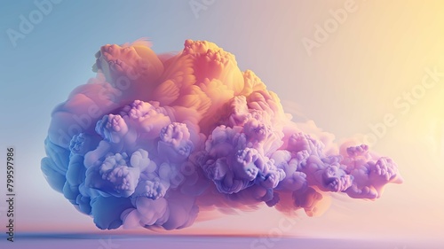 Dreamlike voluminous cloud formation in pastels - Capturing the essence of dreamlike fantasy, this image presents voluminous cloud formations in a blend of soft pas photo