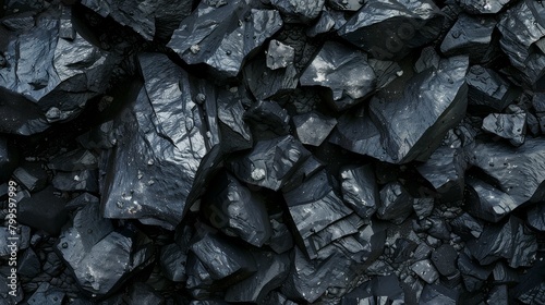 A close up of fragmented anthracite coal with a lustrous sheen
