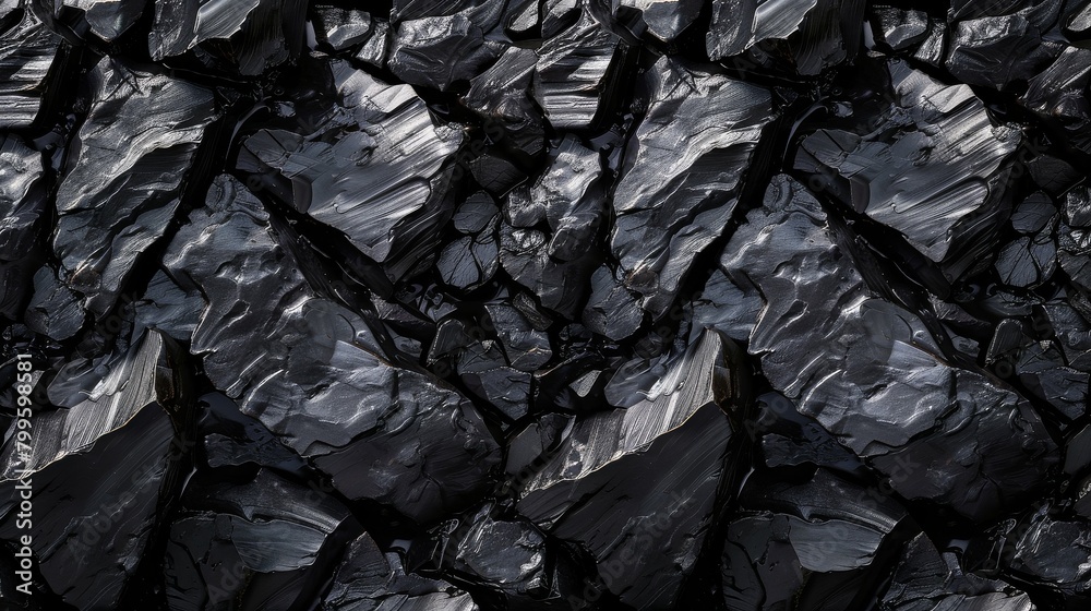 A stark landscape of jagged coal crystals