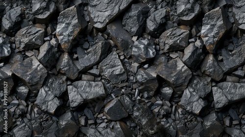 A rugged surface of jagged coal chunks