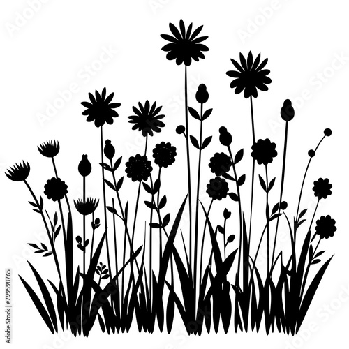 grass and flowers vector