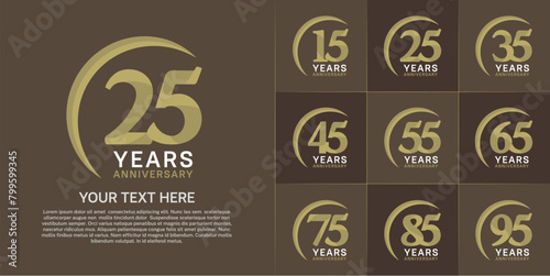 Set of Anniversary Logotype golden color can be use for special day celebration