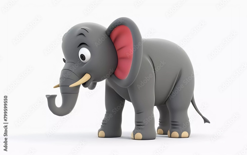 cute fantasy flat cartoon elephant isolated on white 3d illustration cute fantasy flat cartoon elephant isolated on white 3d illustration