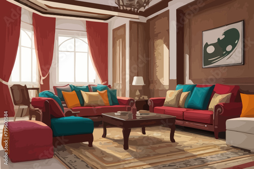 living room sofa illustration