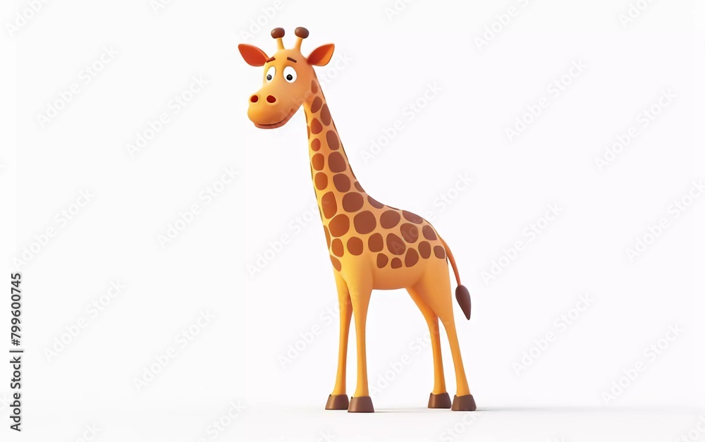 Fototapeta premium cute fantasy flat cartoon giraffe isolated on white 3d illustration