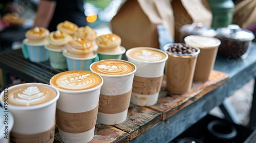 A stall offering a variety of trendy and healthy alternatives to traditional coffee.