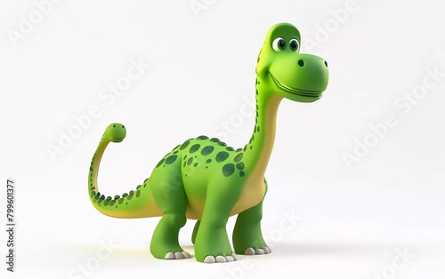 cute fantasy flat cartoon dinosaur isolated on white 3d illustration