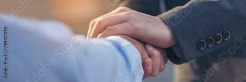 Cuadro en lienzo Banner Lawyer teamwork partnership Businessman handshake together