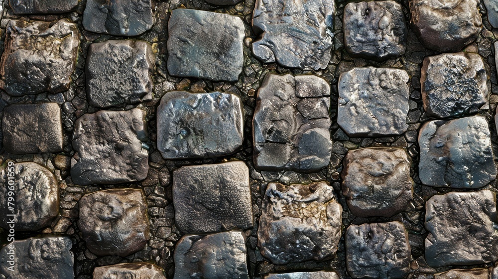 Fototapeta premium Old cobblestone path with weathered stones