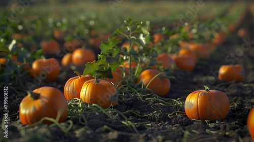 pumpkins in a field