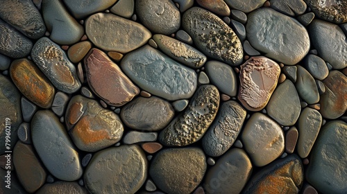 Smooth pebbles with varied hues and textures