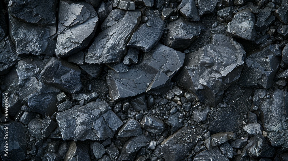 Textured black coal pieces against a dark backdrop Textured black coal pieces against a dark backdrop