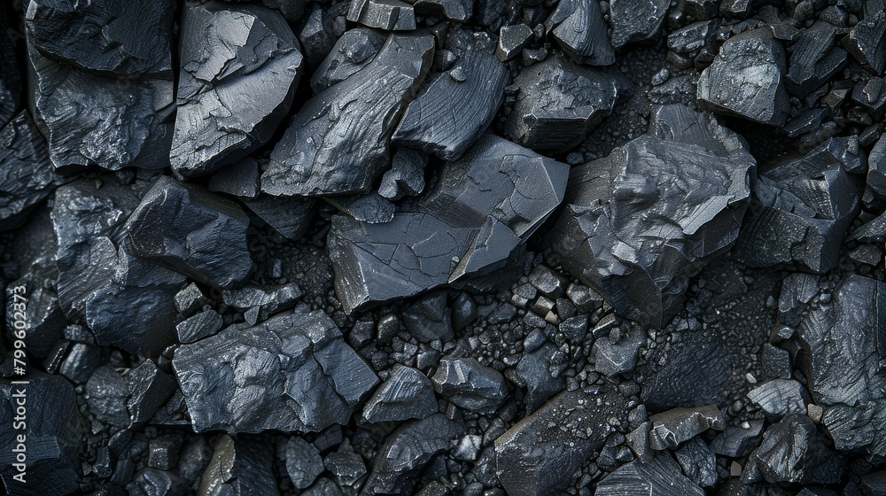 Textured black coal pieces against a dark backdrop