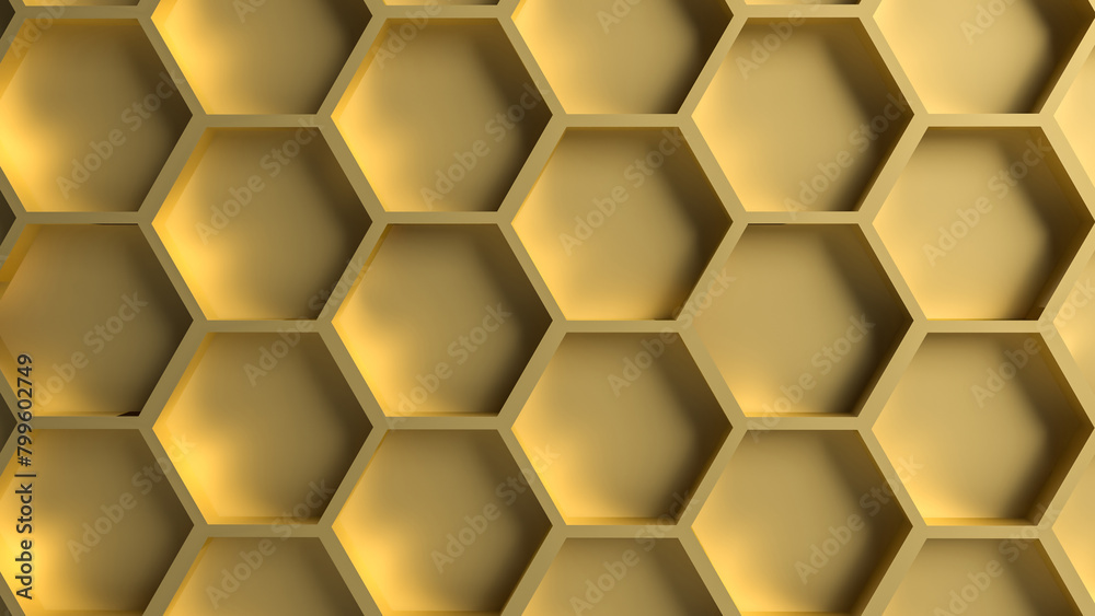 The hexagon or beehive pattern for Background concept 3d rendering. The hexagon or beehive pattern for Background concept 3d rendering.