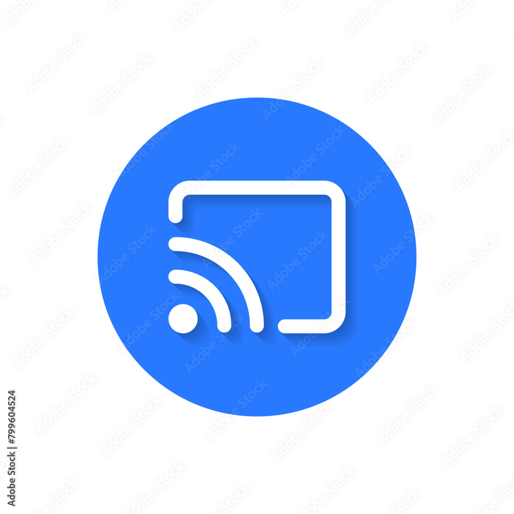 Screencast icon on with shadow. Screen cast sign symbol Screencast icon on with shadow. Screen cast sign symbol